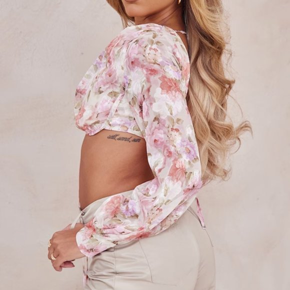 PrettyLittleThing Chiffon Underwire Crop Top - Picture 3 of 8